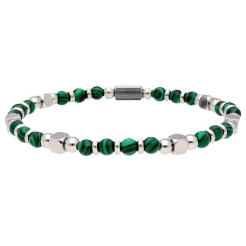 Pulsera acero y malachite - BALI097-M