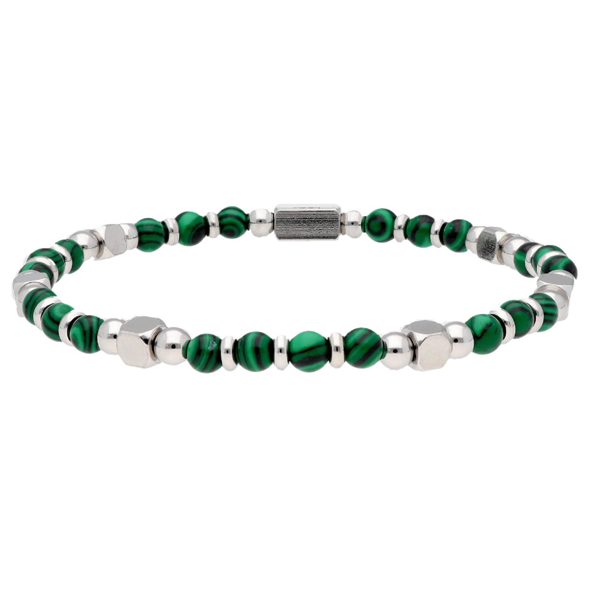 Pulsera acero y malachite - BALI097-M