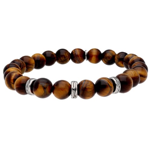 Pulsera acero y ojo de tigre - BALI098-TM