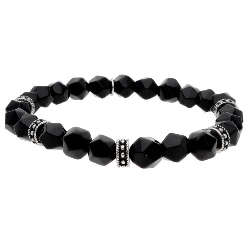 Pulsera acero y black agatha - BALI099-B