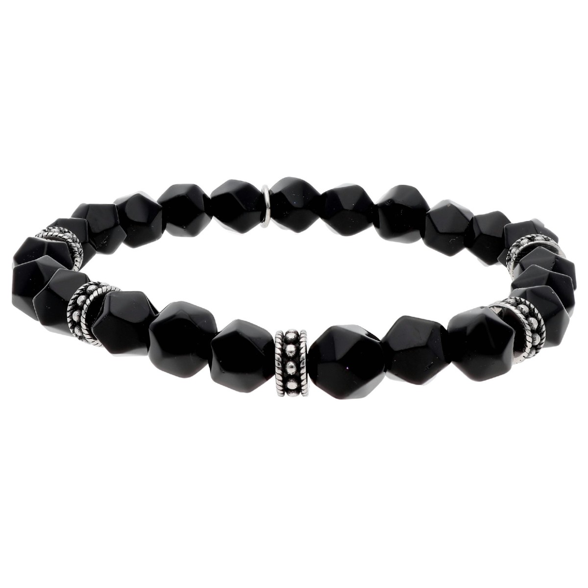 Pulsera acero y black agatha - BALI099-B