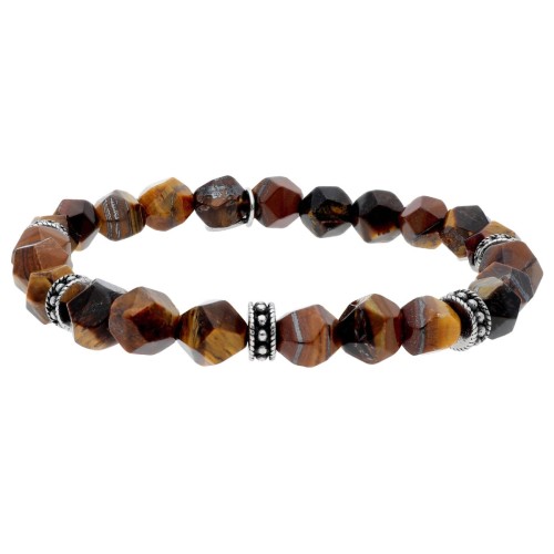 Pulsera acero y ojo de tigre - BALI099-TM