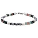 Pulsera acero, hematites e India Agatha - BALI100-IA