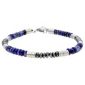 Pulsera acero, hematites y sodalite - BALI100-SD