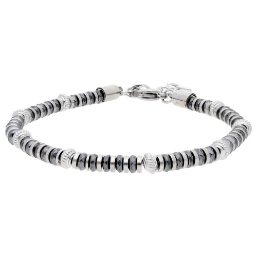 Pulsera acero y hematites - BALI101-H