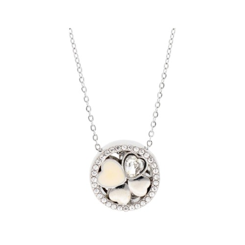 Cadena acero+ corazón aloy y circonitas - LM67CD