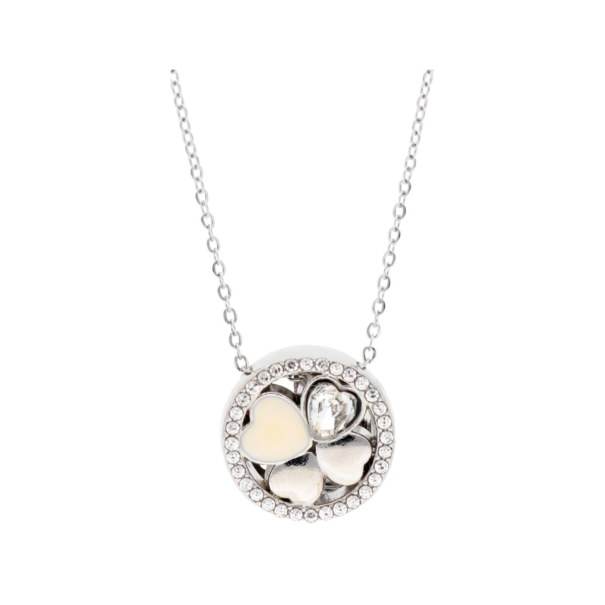 Cadena acero+ corazón aloy y circonitas - LM67CD