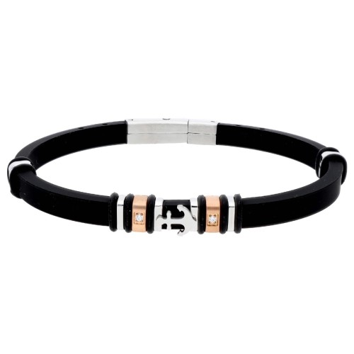 Pulsera caucho y ancla acero - MTC192BR-R