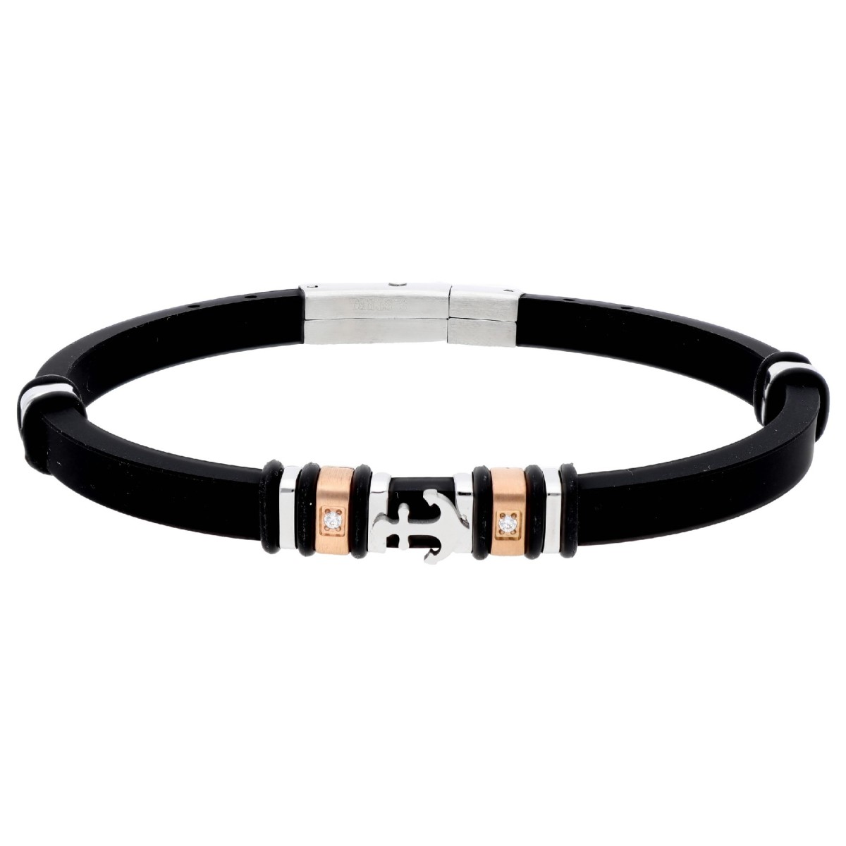 Pulsera caucho y ancla acero - MTC192BR-R