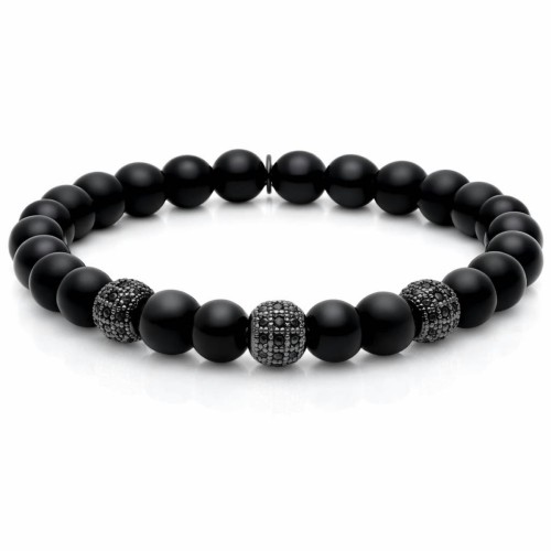 Pulsera acero y ónix 8mm - RB318