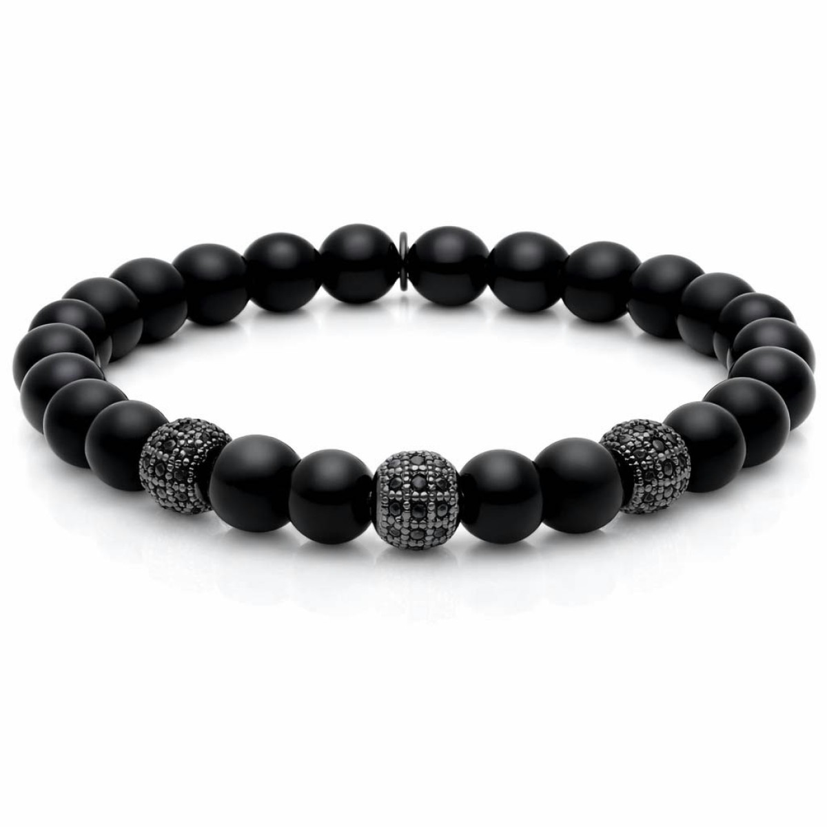 Pulsera acero y ónix 8mm - RB318