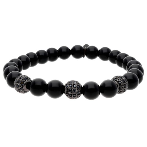 Pulsera acero y black agatha 8mm - RB319-BB