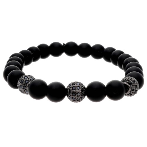 Pulsera acero y black agatha 8mm - RB319-BM