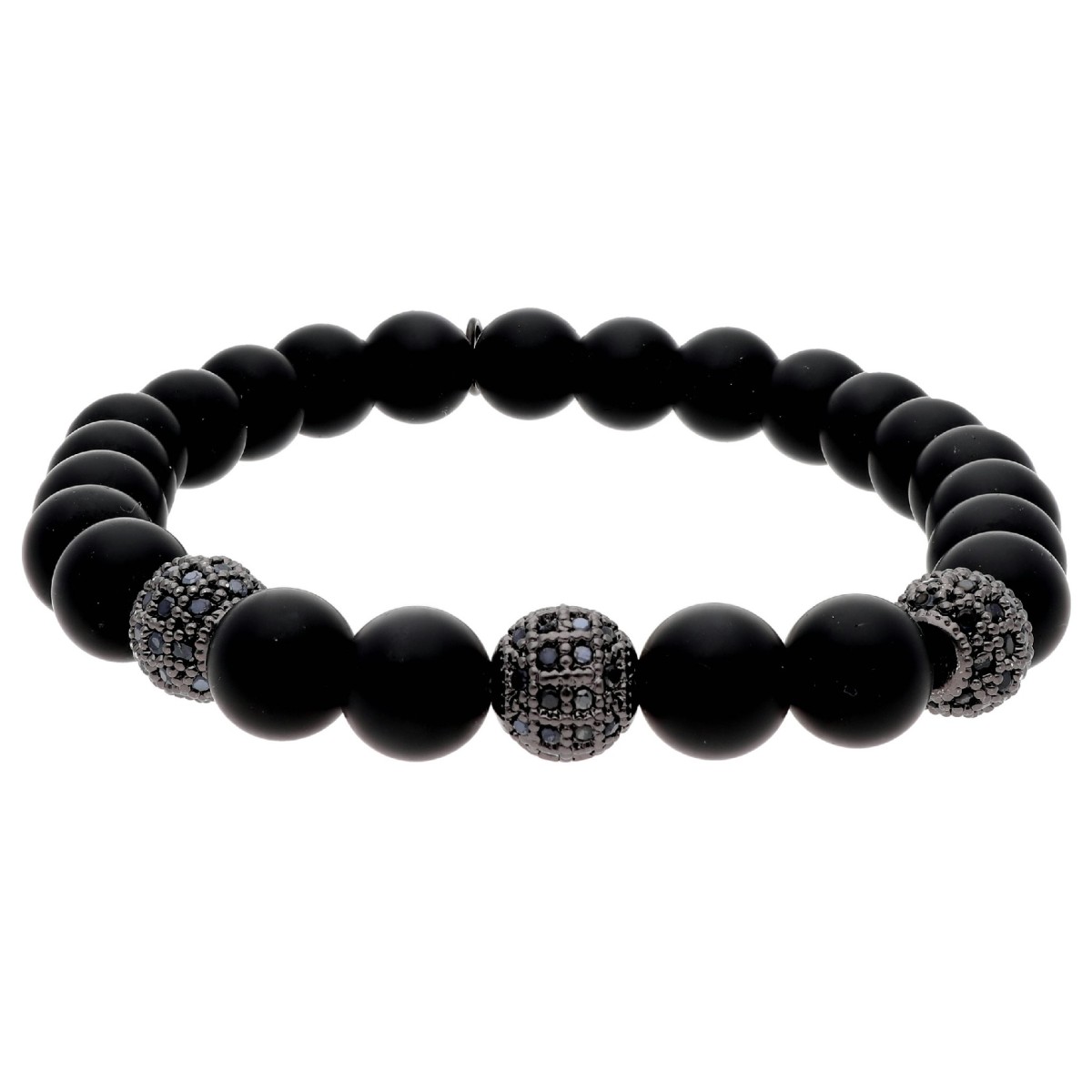 Pulsera acero y black agatha 8mm - RB319-BM