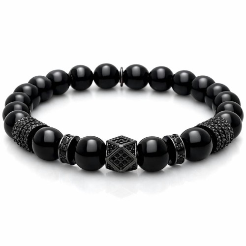 Pulsera acero y black agatha - RB321-N