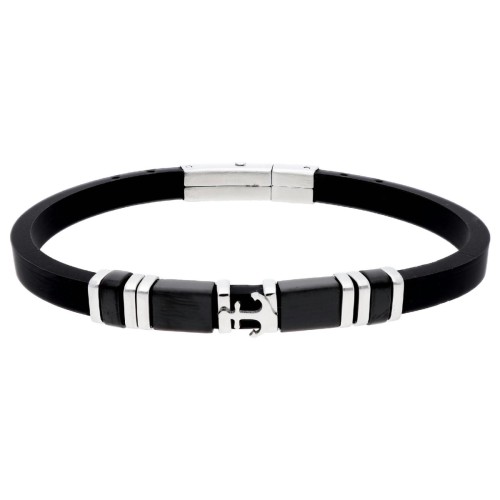 Pulsera caucho y ancla acero - MTC210BR