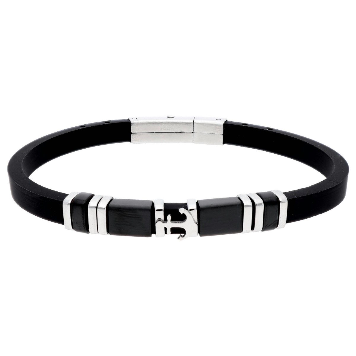 Pulsera caucho y ancla acero - MTC210BR