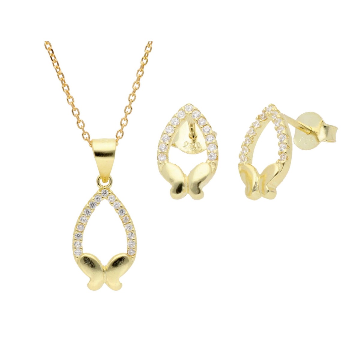 Conjunto mariposas plata y circonitas - LAD4800C-D