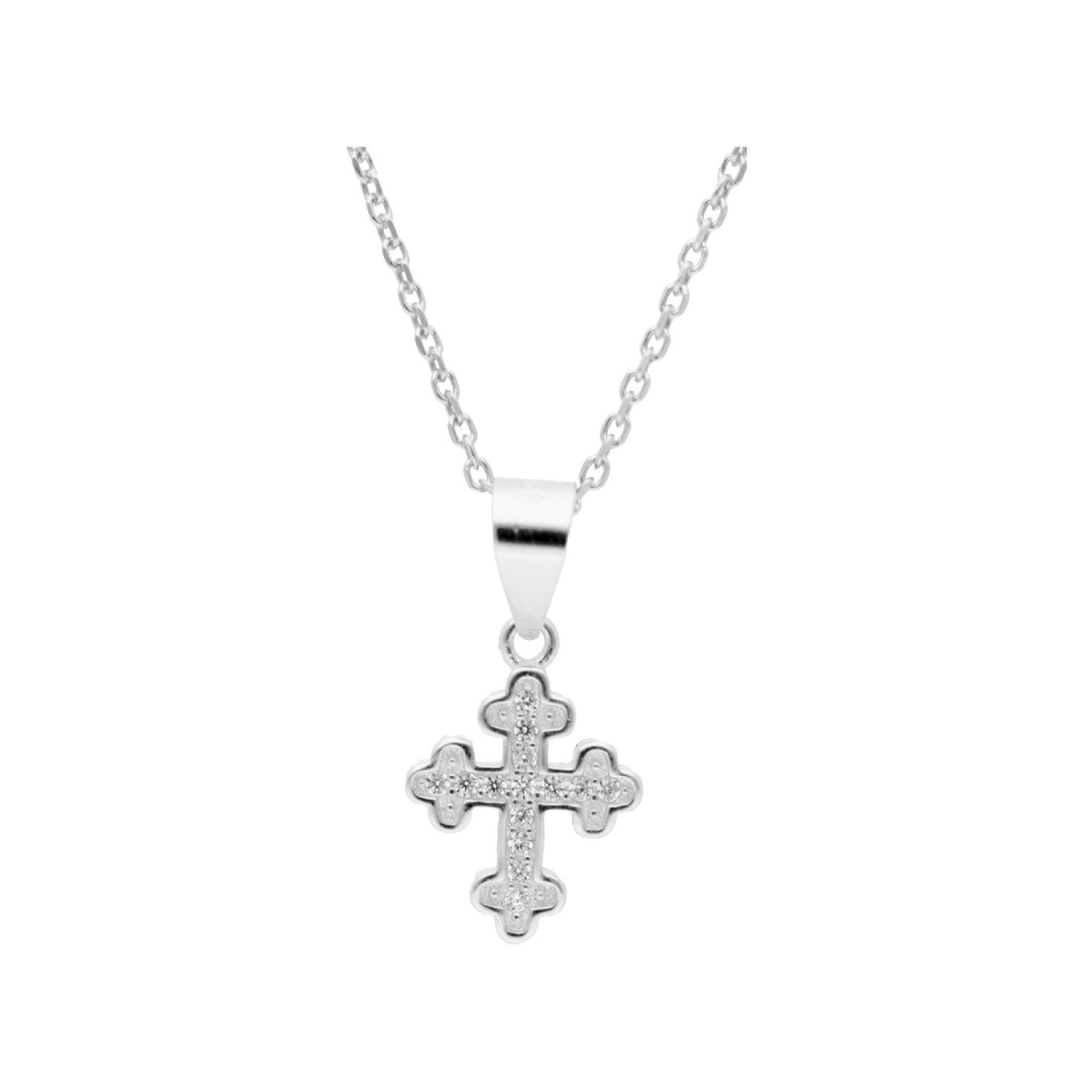Colgante cruz plata y circonitas - LAD4804CL