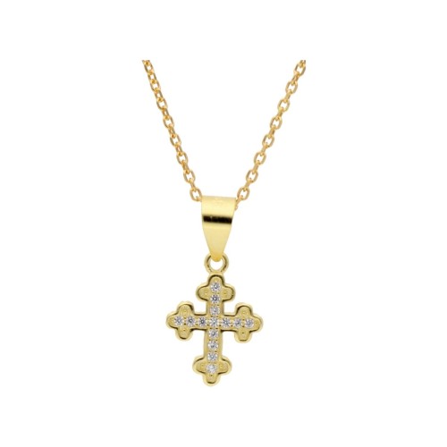 Colgante cruz plata y circonitas - LAD4804CL-D