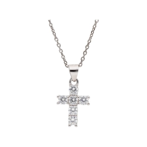 Colgante cruz plata y circonitas - LAD4806CL
