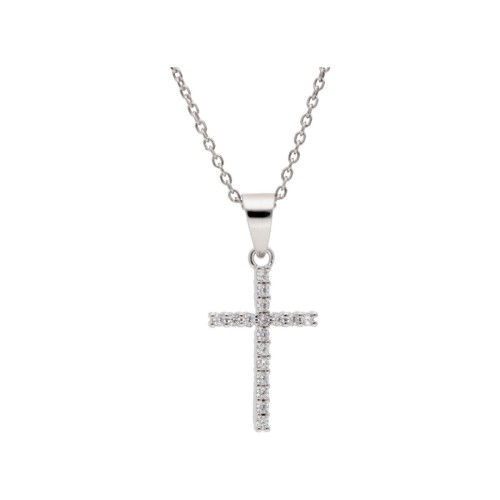 Colgante cruz plata y circonitas - LAD4807CL