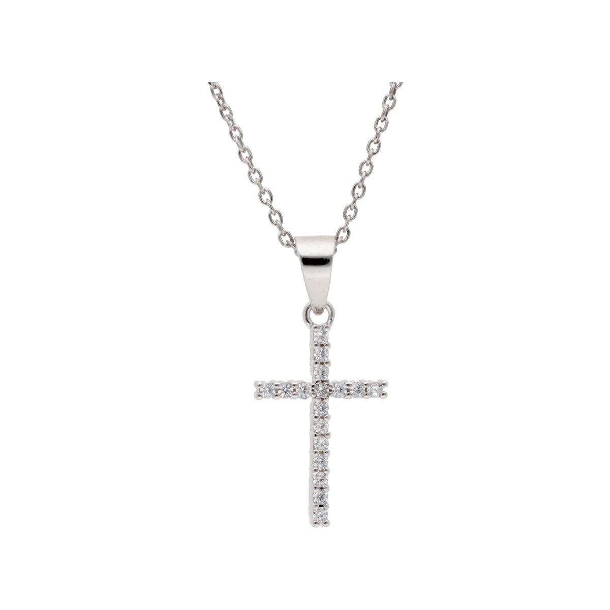 Colgante cruz plata y circonitas - LAD4807CL