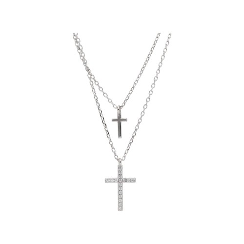 Colgante cruz plata y circonitas - LAD4808CL