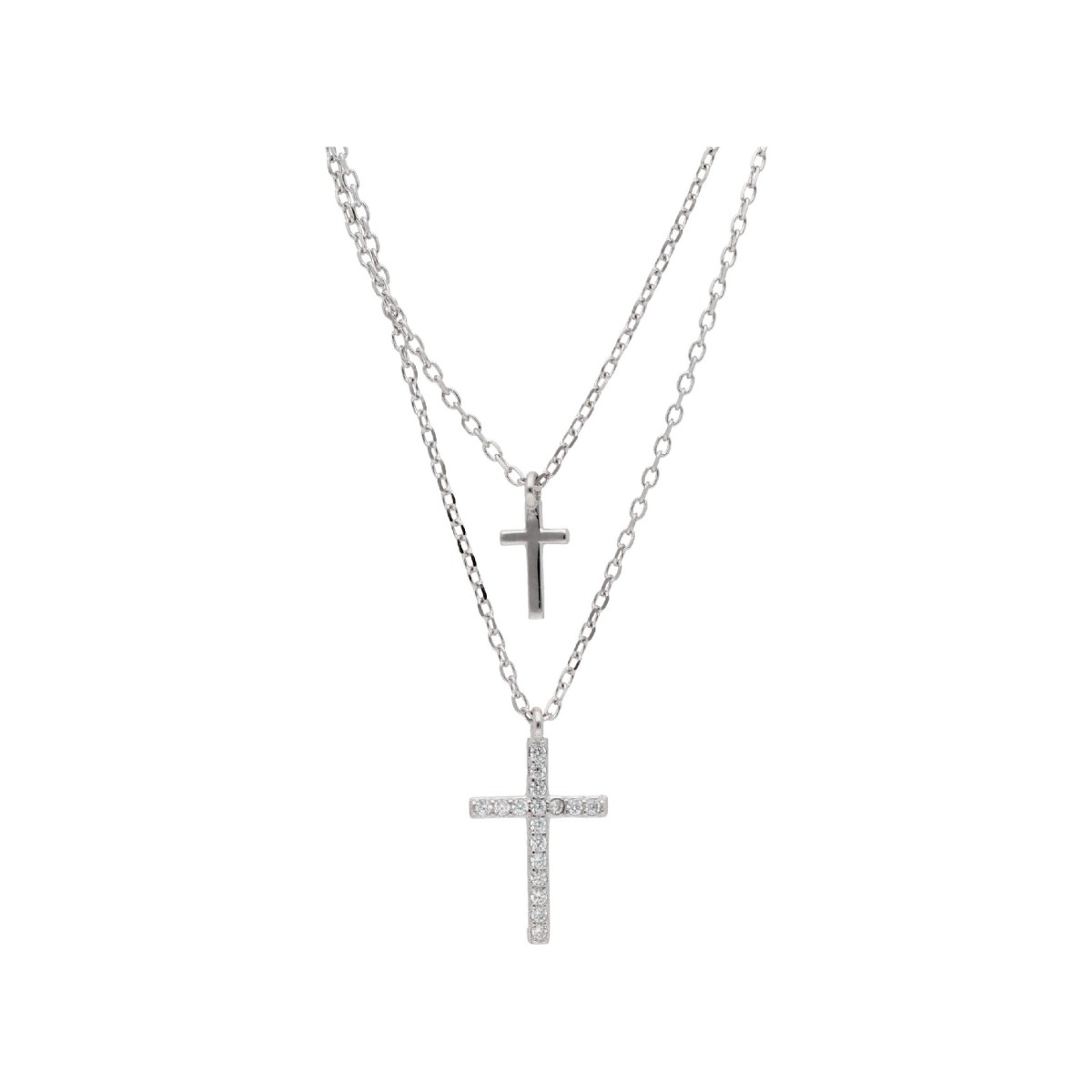 Colgante cruz plata y circonitas - LAD4808CL
