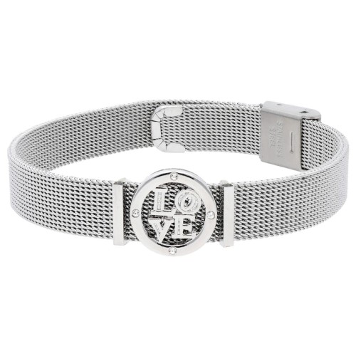 Pulsera acero y charm aloy y circonitas - LM28BR