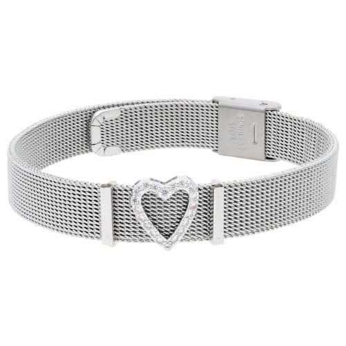 Pulsera acero+ corazón aloy y circonitas - LM33BR