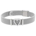 Pulsera acero+ corazón aloy y circonitas - LM33BR
