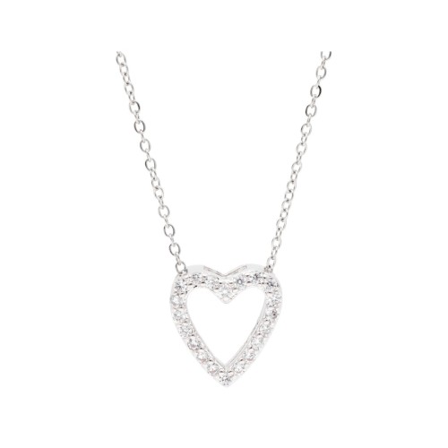 Cadena acero+ corazón aloy y circonitas - LM33CD