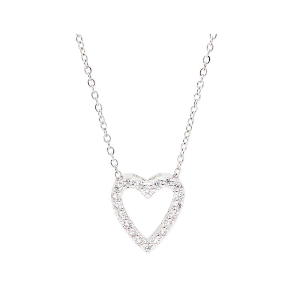 Cadena acero+ corazón aloy y circonitas - LM33CD