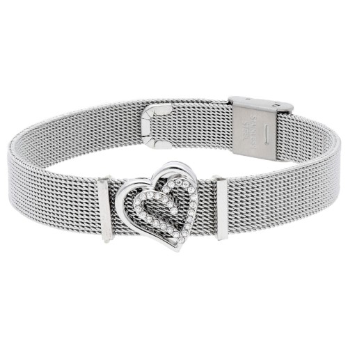 Pulsera acero+ corazón aloy y circonitas - LM57BR