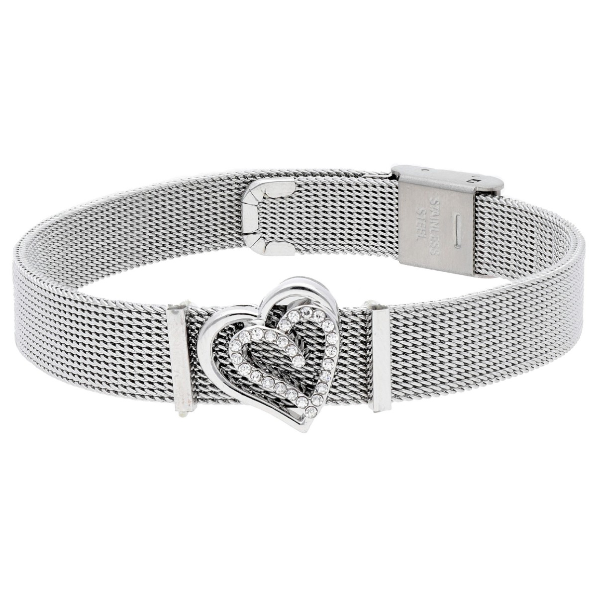 Pulsera acero+ corazón aloy y circonitas - LM57BR