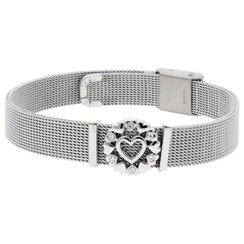 Pulsera acero+ corazón aloy y circonitas - LM61BR