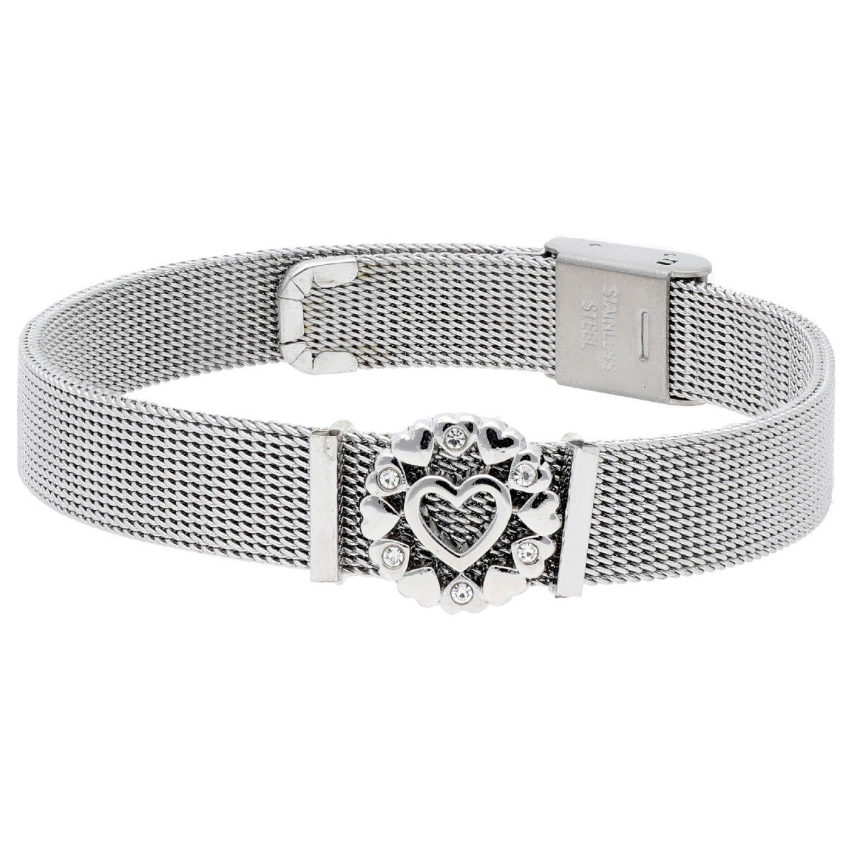 Pulsera acero+ corazón aloy y circonitas - LM61BR