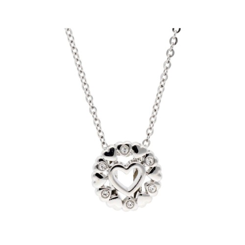 Cadena acero+ corazón aloy y circonitas - LM61CD