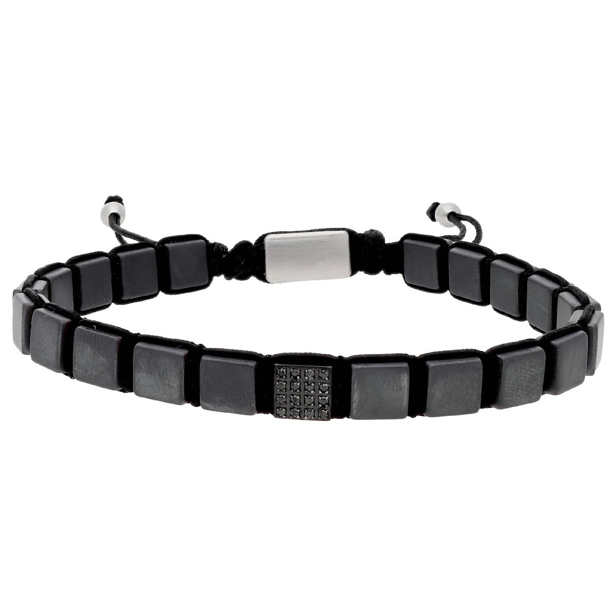 Pulsera hematites 6mm y acero  - MS031-GN