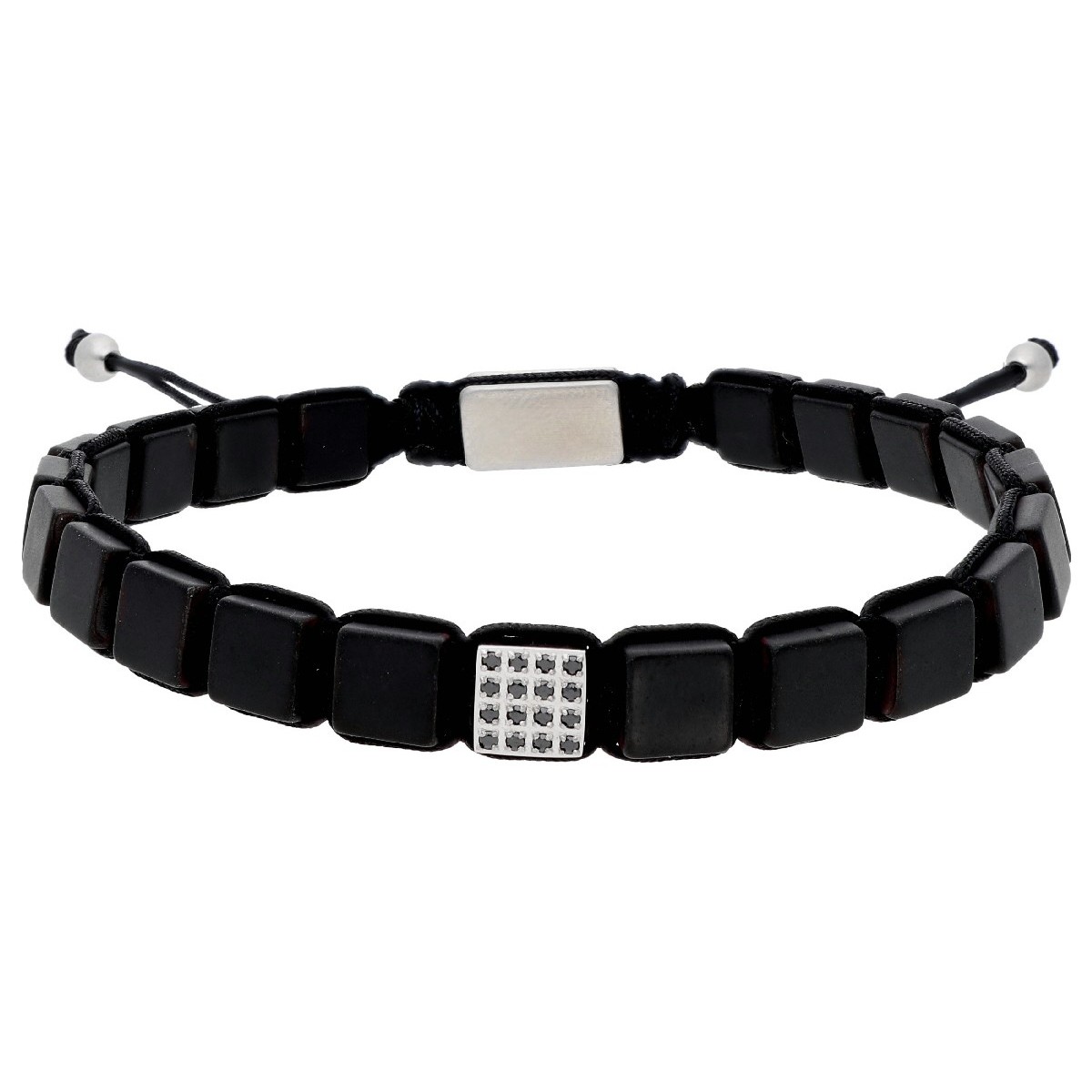 Pulsera hematites 6mm y acero  - MS031-N