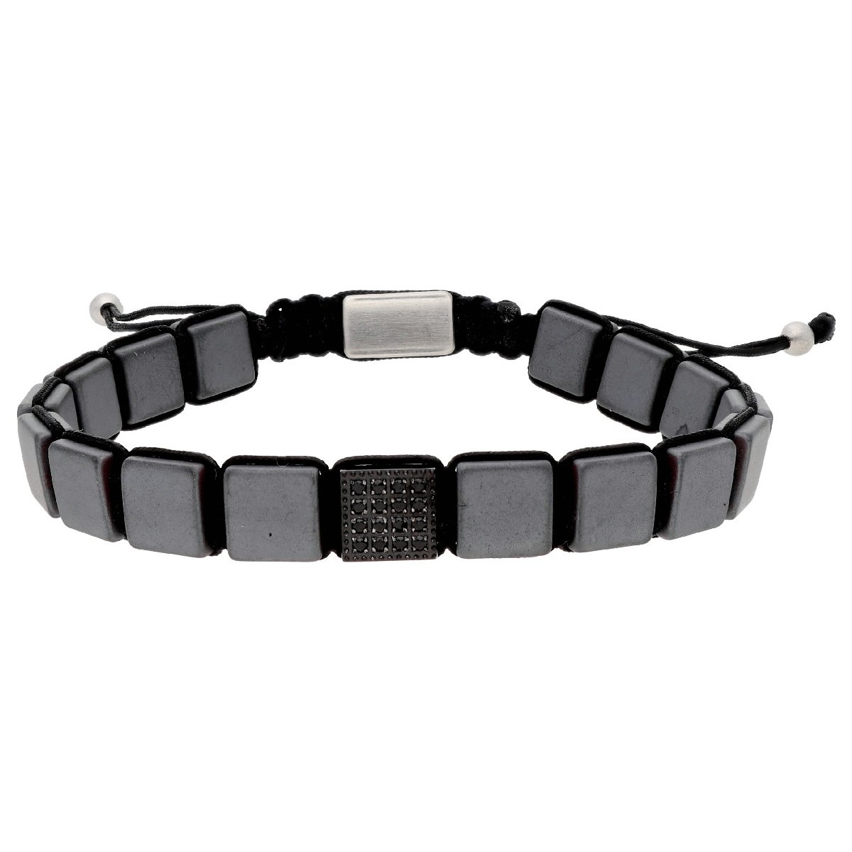Pulsera hematites 8mm y acero  - MS032-GN