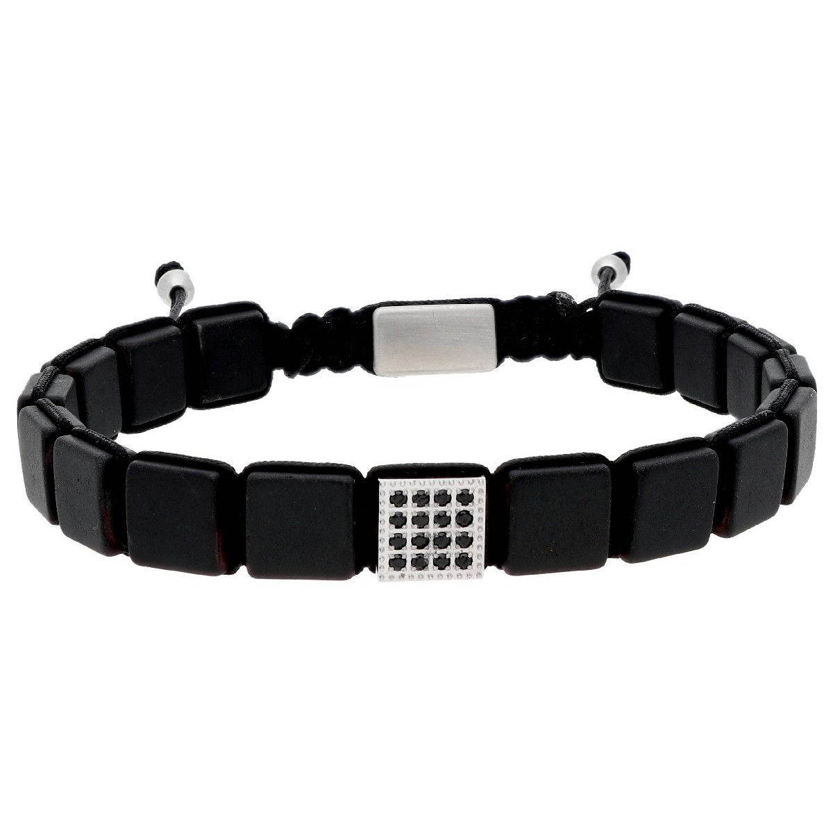 Pulsera hematites 8mm y acero  - MS032-N
