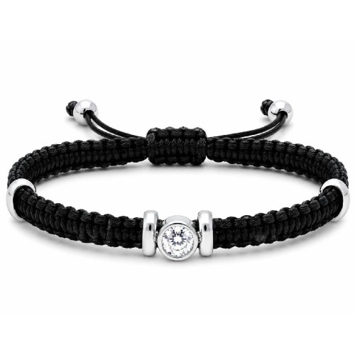 Pulsera macramé acero y circonitas - KNT004-1