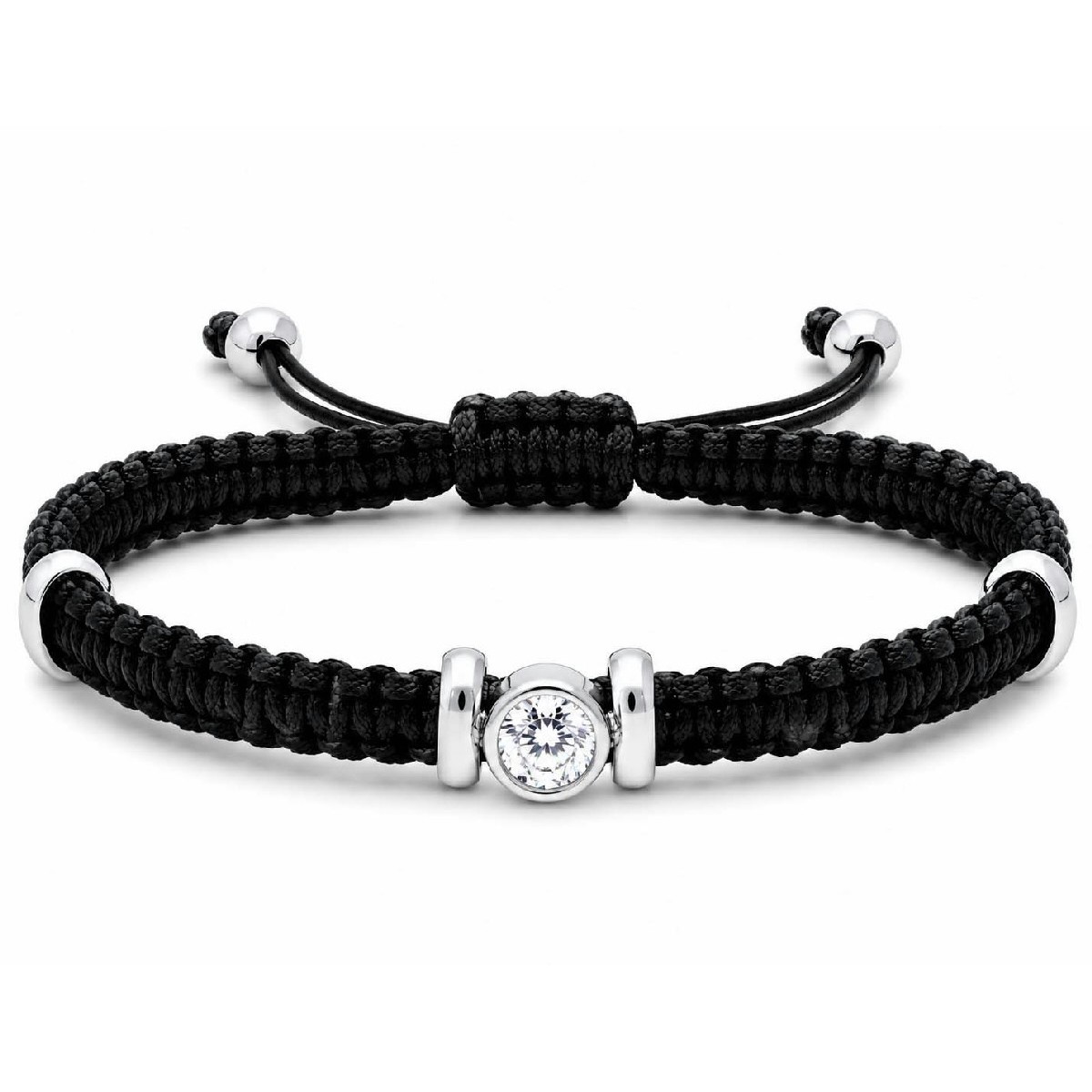 Pulsera macramé acero y circonitas - KNT004-1