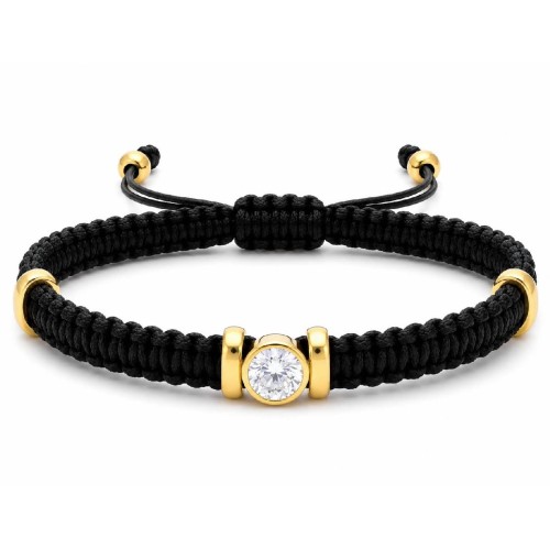 Pulsera macramé acero y circonitas - KNT004-2