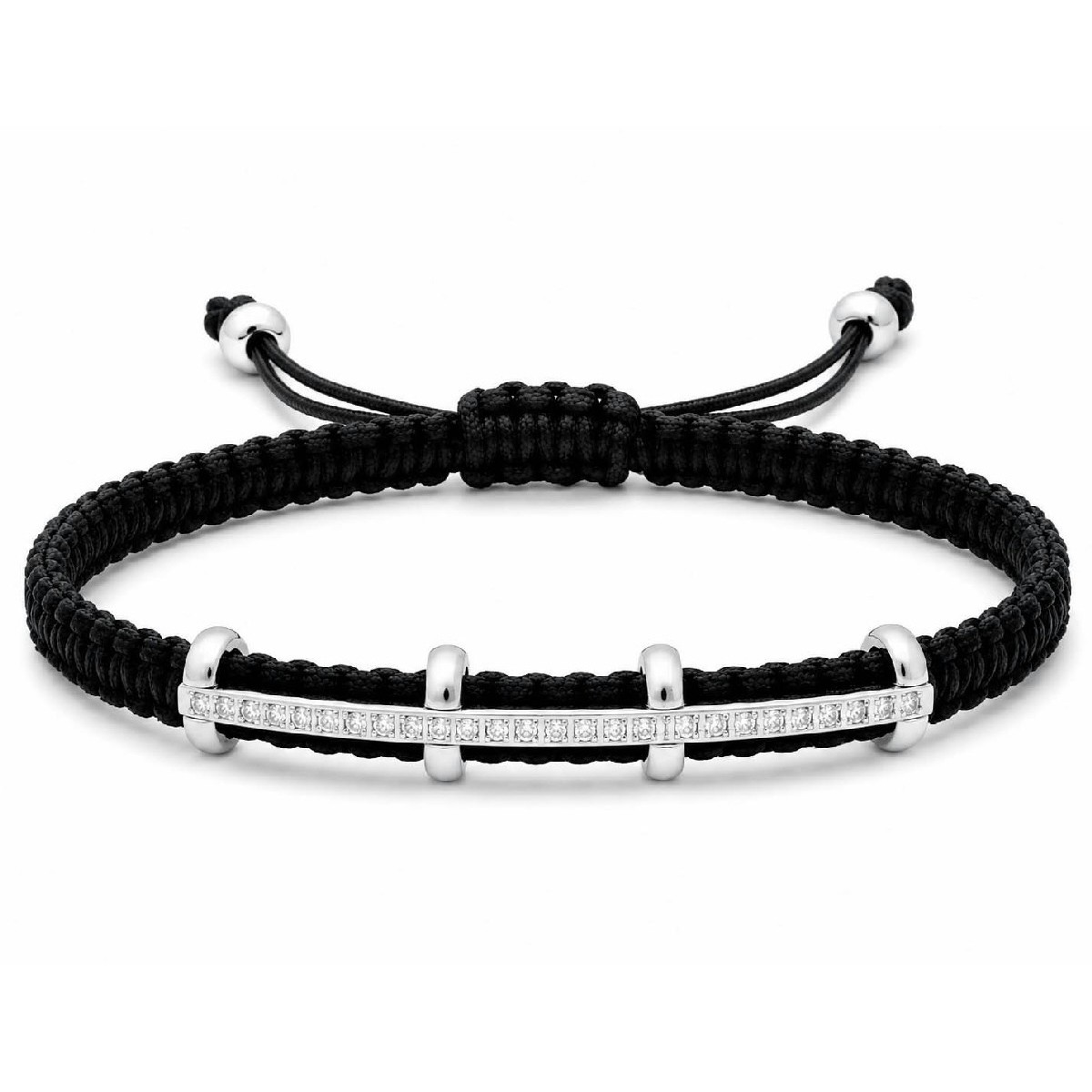 Pulsera macramé acero y circonitas - KNT001-1