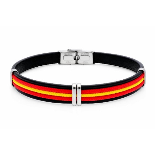 Pulsera acero, piel y cuerda náutika 10m - 87BR051