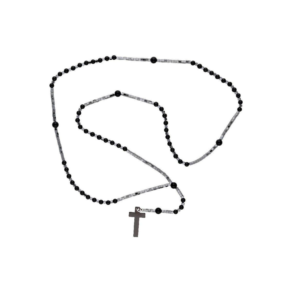 Rosario acero y ónix 4mm - RB185CL-4