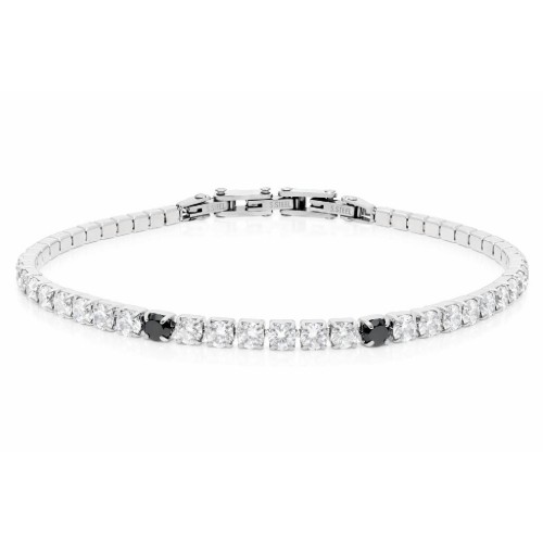 Pulsera acero y circonitas 3mmx21cm - MTC232-BN